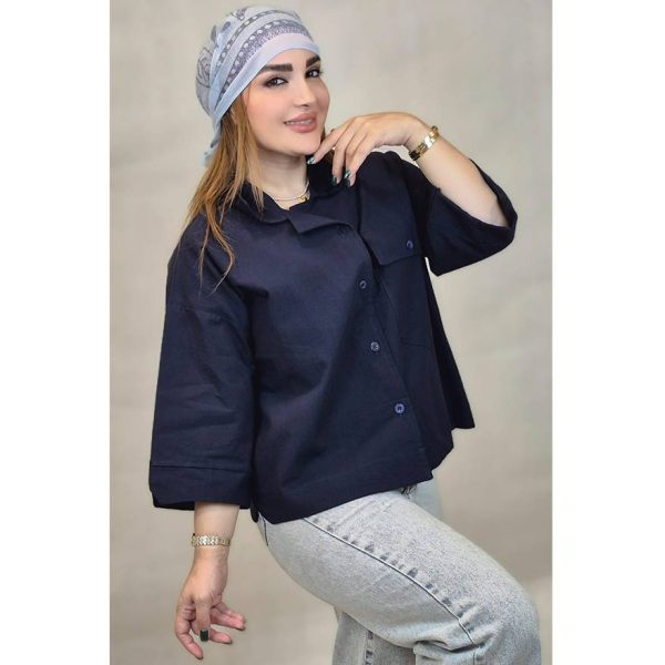 شومیز لینن جیب بزرگ