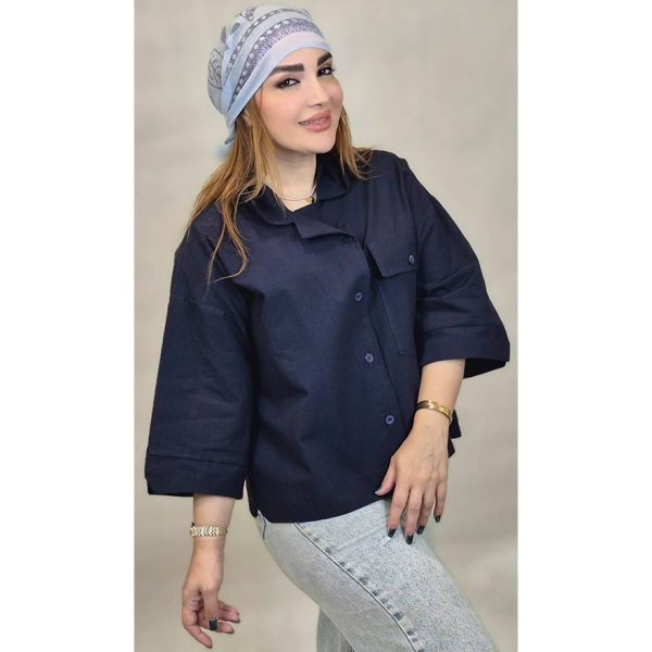 شومیز لینن جیب بزرگ