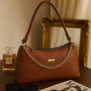 کیف دوشی چرم قهوه ای کارتیه