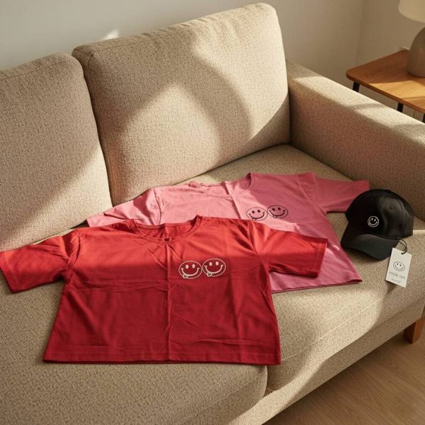 تیشرت کراپ ایموجی نخ پنبه