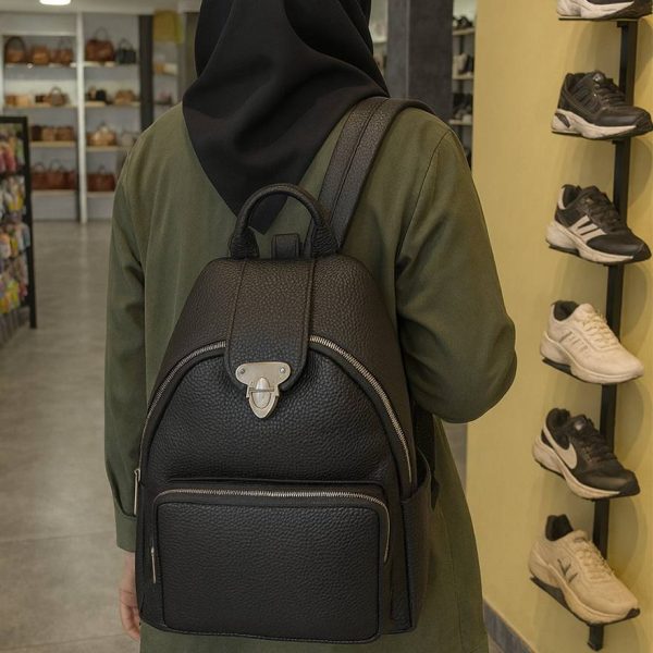 44600173-1 کوله پشتی چرم 2 زیپ