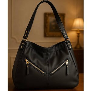 کیف برزنتی مشکی طلایی