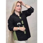 مانتو لینن جیب گلدوزی بغل کنفی
