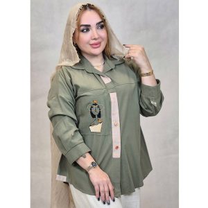 مانتو لینن جیب گلدوزی بغل کنفی - مانتو پاتریس رشت