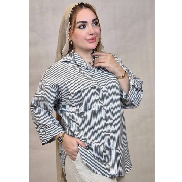 463005-1 مانتو لینن راه راه - مانتو پاتریس رشت