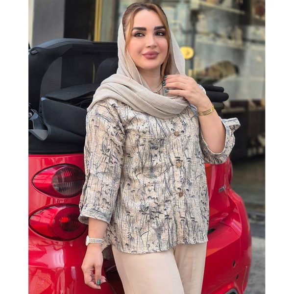 شومیز گلدار تک جیب -