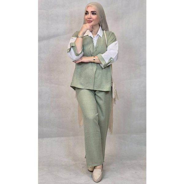 ست شومیز شلوار دو رنگ - مانتو پاتریس رشت