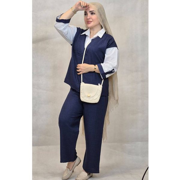 ست شومیز شلوار دو رنگ