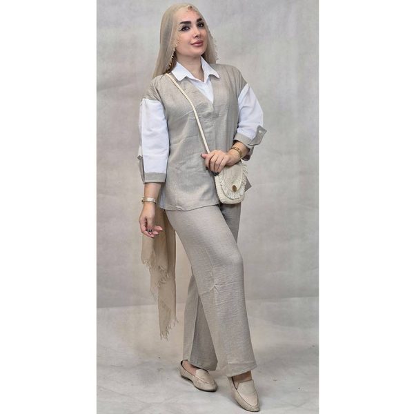 ست شومیز شلوار دو رنگ