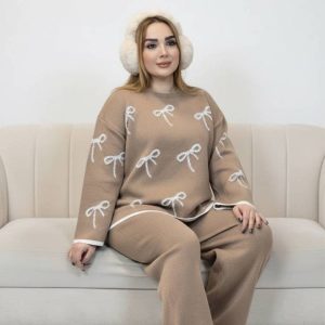 ست بلوز شلوار بافت پاپیونی