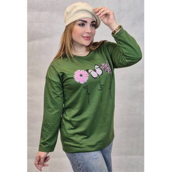 289002436-2 بلوز آستین بلند چاپ پروانه و قلب - مانتو پاتریس رشت