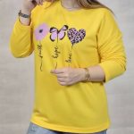 بلوز آستین بلند چاپ پروانه و قلب