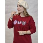 بلوز آستین بلند چاپ پروانه و قلب