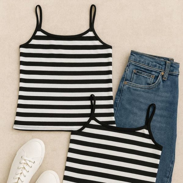 تاپ بندی راه راه نخ پنبه - مانتو پاتریس رشت