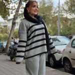 ست بلوز شلوار راه راه پهن بافت