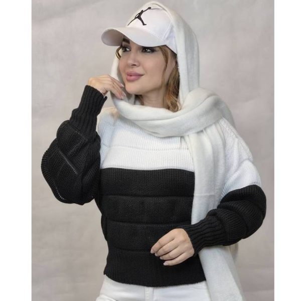 بلوز بافت پفکی دو رنگ - مانتو پاتریس رشت