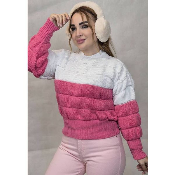 بلوز بافت پفکی دو رنگ - مانتو پاتریس رشت