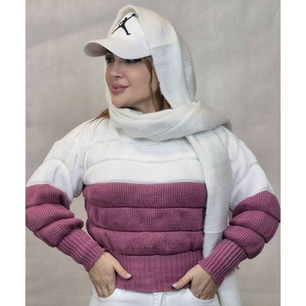 بلوز بافت پفکی دو رنگ - مانتو پاتریس رشت