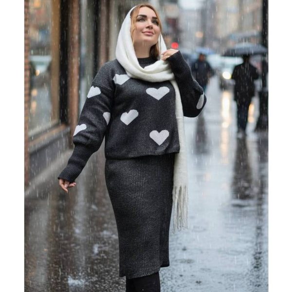 ست بلوز سارافون بافت قلبی