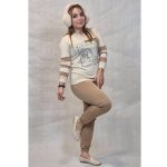 ست بلوز شلوار کرم قهوه ای دختر نگینی