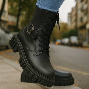 نیم بوت بندی بغل کش مشکی - مانتو پاتریس رشت