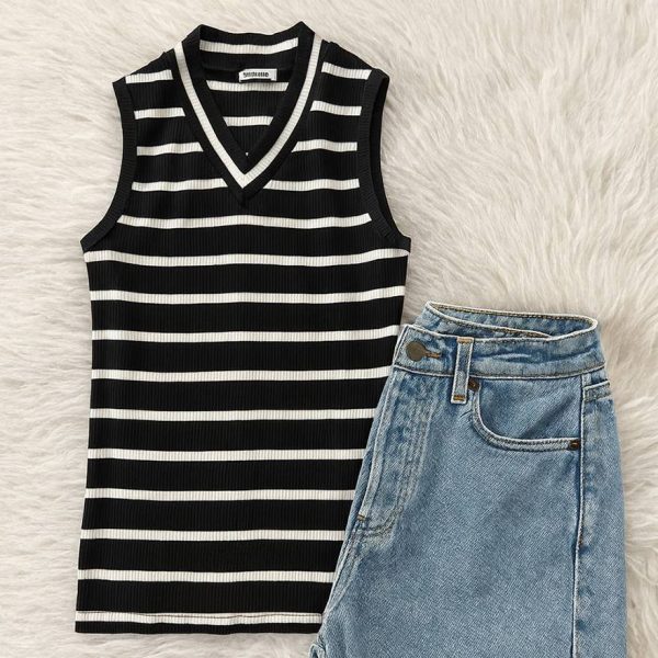 343001011-1 تاپ یقه هفت راه راه فانریپ - مانتو پاتریس رشت