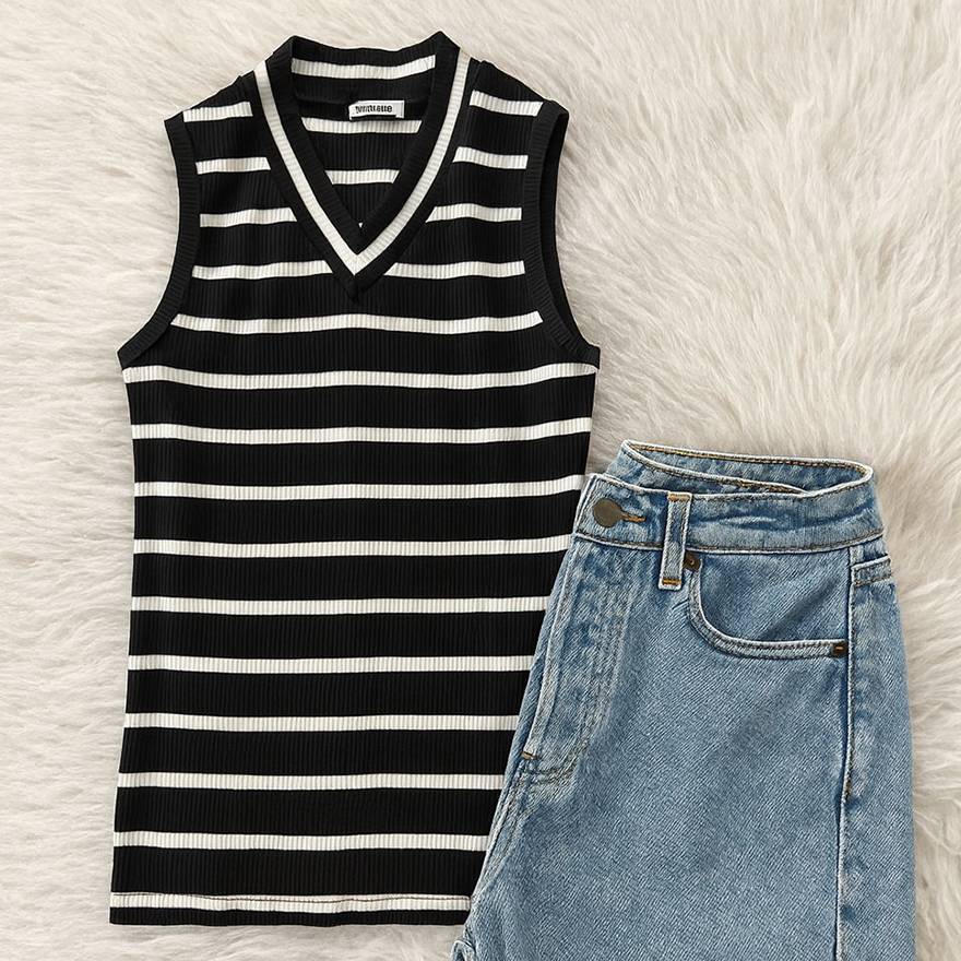 تاپ یقه هفت راه راه فانریپ - مانتو پاتریس رشت