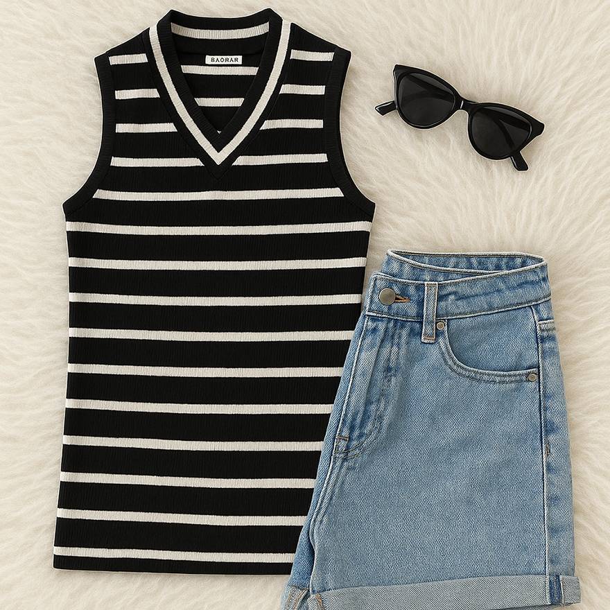 تاپ یقه هفت راه راه فانریپ -