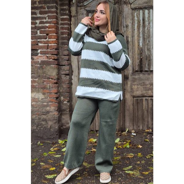 ست بلوز شلوار بافت پازلی - مانتو پاتریس رشت