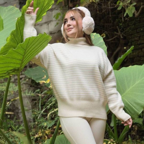 بافت یقه اسکی راه راه - مانتو پاتریس رشت