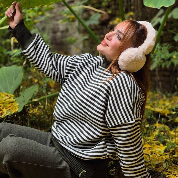 بافت یقه اسکی راه راه - مانتو پاتریس رشت