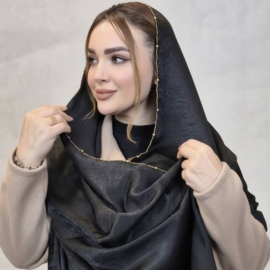 شال مشکی لبه نگینی - مانتو پاتریس رشت