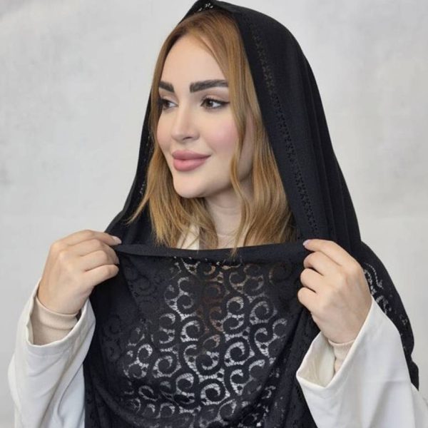 35700499-2 شال گیپور مشکی ریش ریش - مانتو پاتریس رشت