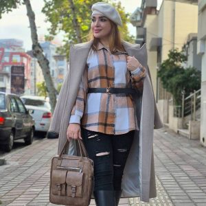 شکت موهر چهارخونه - مانتو پاتریس رشت