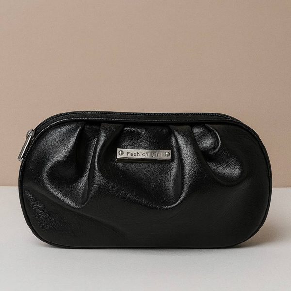 کیف چروک چرم مشکی