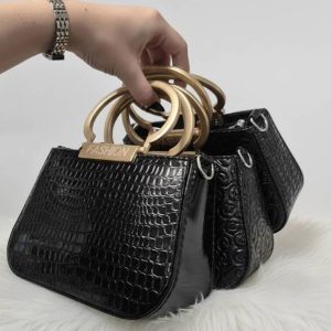 کیف دسته طلایی چرم - مانتو پاتریس رشت