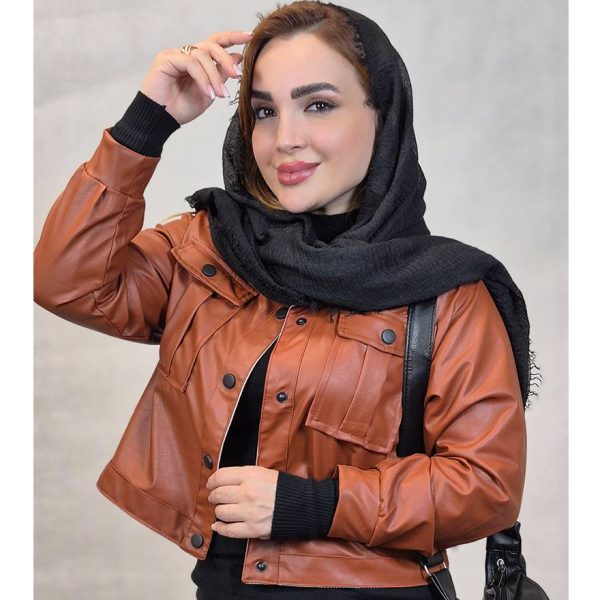 کت کراپ چرم دکمه ای - مانتو پاتریس رشت