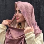 شال مخمل طرحدار قهوه ای