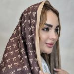 شال مخمل طرحدار قهوه ای