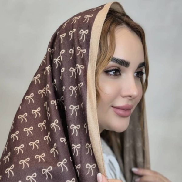 شال مخمل طرحدار قهوه ای