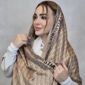 شال مخمل طرحدار قهوه ای