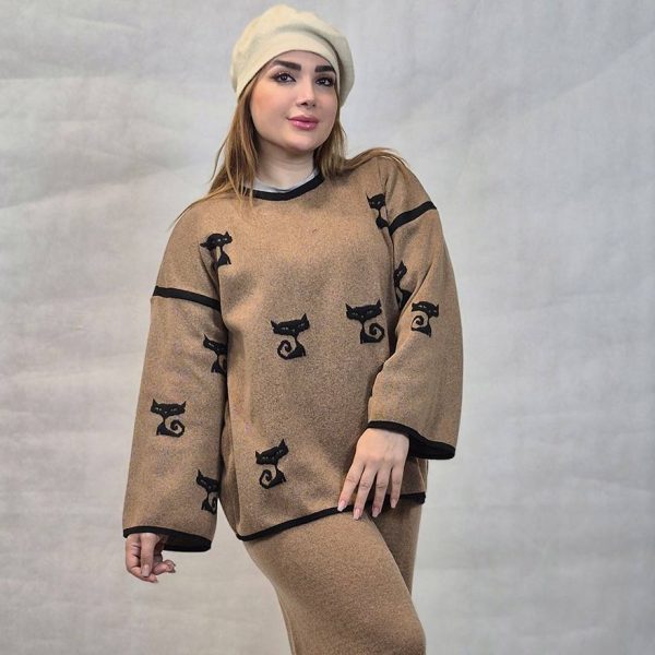 ست بلوز شلوار بافت گربه