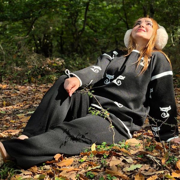 ست بلوز شلوار بافت گربه