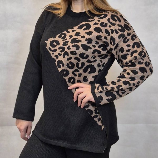 ست بلوز شلوار بافت پلنگی - مانتو پاتریس رشت