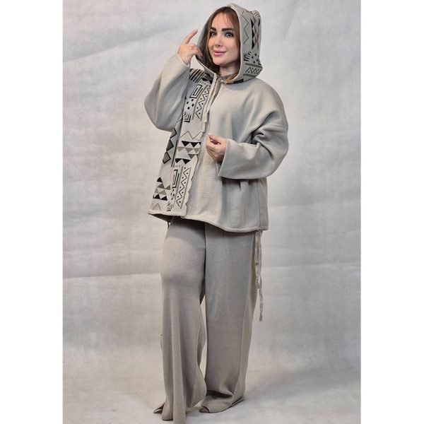 ست هودی شلوار بافت هندسی - مانتو پاتریس رشت