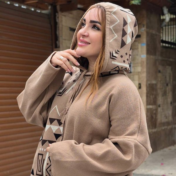 ست هودی شلوار بافت هندسی - مانتو پاتریس رشت