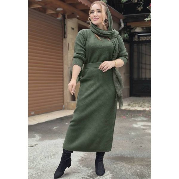 466004-14 ست بلوز دامن بافت ساده