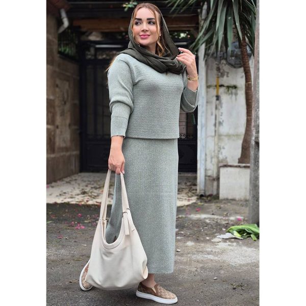 ست بلوز دامن بافت ساده - مانتو پاتریس رشت