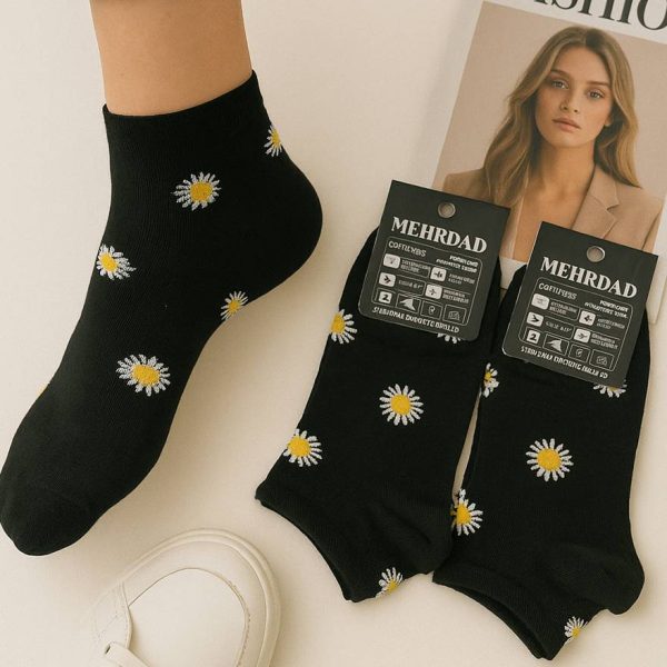 26600126 (1) جوراب مچی مشکی بابونه - مانتو پاتریس رشت