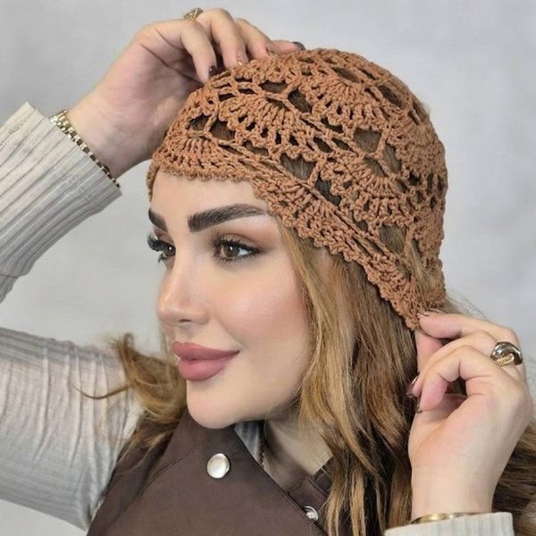 کلاه قلاب بافی رنگی - مانتو پاتریس رشت